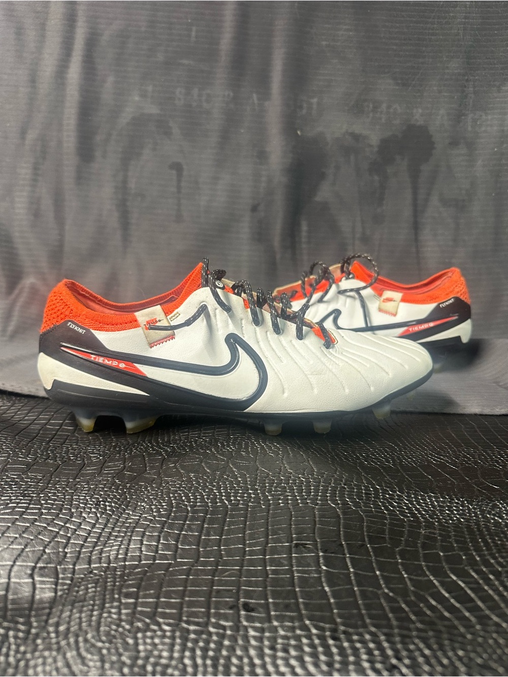 Nike White, Black & Orange Tiempo Men's Soccer Cleats